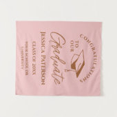 ベビーピンクブラウン卒業おめでとう タペストリー (正面(横))