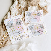 ベビーピンクブルーフローラ象の本 エンクロージャーカード