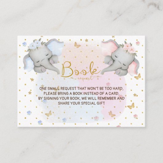 ベビーピンクブルーフローラ象の本 エンクロージャーカード (正面)