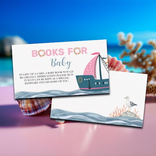 ベビーピンクベビー航海のシャワー用の本 エンクロージャーカード