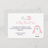 ベビーピンクペンギンありがとう 招待状 (正面/裏面)