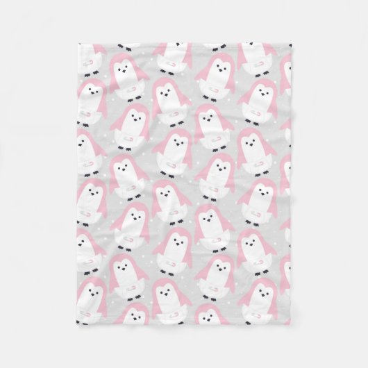 ベビーピンクペンギンパターンフリースブランケット フリースブランケット (正面)