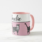ベビーピンクホワイトタブビーキャッツお洒落アートマグカップ マグカップ (正面右)
