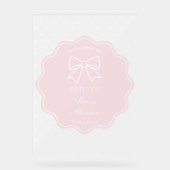 ベビーピンクボウ水玉模様ガールベビーシャワーウェルカム アクリルサイン (正面)