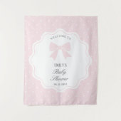 ベビーピンクボウ水玉模様ガールベビーシャワーウェルカム タペストリー (正面)