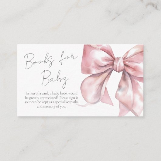 ベビーピンクボウ赤ちゃんシャワー囲いカード用の本 エンクロージャーカード (正面)