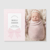 ベビーピンクボウ赤ちゃん女の子写真誕生のお知らせ (正面)