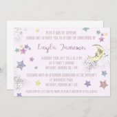 ベビーピンクムーンアンドスターズパーティの招待状 招待状 (正面/裏面)