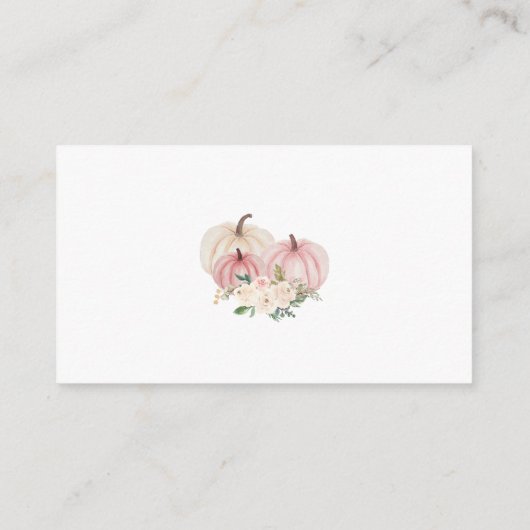 ベビーピンクリトルカボチャ赤ちゃんシャワー用の本 エンクロージャーカード (裏面)