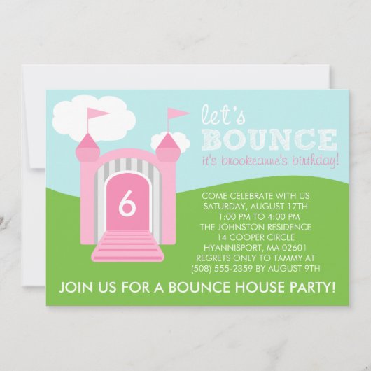 ベビーピンクレッツバウンスハウス誕生パーティー 招待状 (正面)