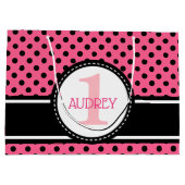 ベビーピンクレディバグ第1誕生日ベビーシャワー ラージペーパーバッグ (裏面)