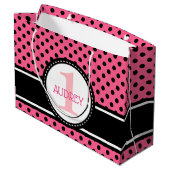 ベビーピンクレディバグ第1誕生日ベビーシャワー ラージペーパーバッグ (裏面アングル)