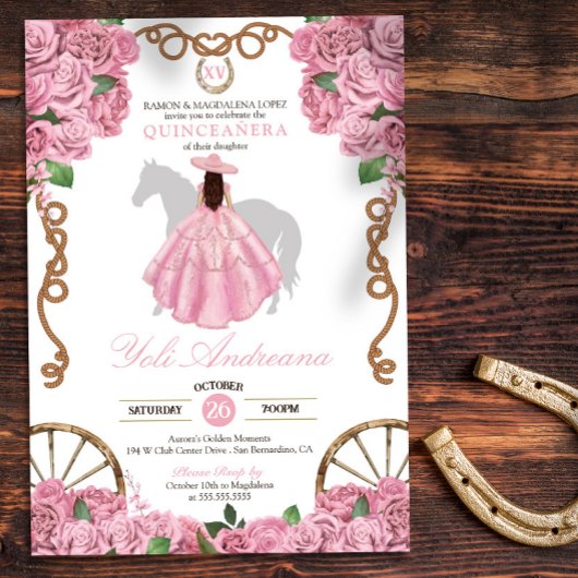 ベビーピンクローゼスウエスタンチャロキンセアニェラ 招待状