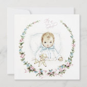 ベビーピンクヴィンテージベビーガールシャワー 招待状 (正面)