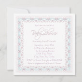 ベビーピンクヴィンテージベビーガールシャワー 招待状 (裏面)