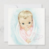 ベビーピンクヴィンテージベビーガールシャワー 招待状 (正面)