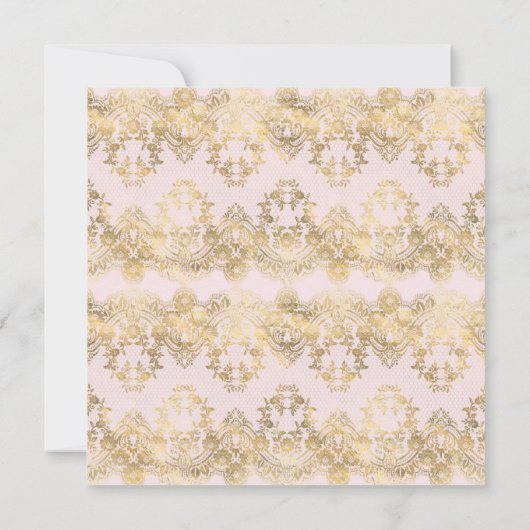 ベビーピンク及び金ゴールドパタ素晴らしーン赤ちゃんシャワー 招待状 (裏面)