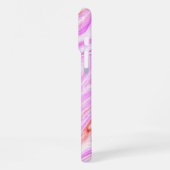 ベビーピンク大理石テクスチャー 抽象的なリキッドペイント iPhoneケース (左側面)