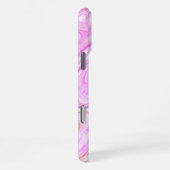 ベビーピンク大理石テクスチャー 抽象的なリキッドペイント iPhoneケース (右側面)