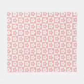 ベビーピンク市松模様にレトロ花柄 フリースブランケット (正面(横))