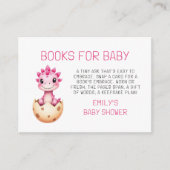 ベビーピンク恐竜の水色シャワー用の本 エンクロージャーカード (正面)