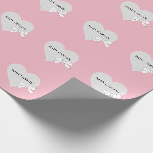 ベビーピンク散水シャワーパーティー パーソナライズされた ラッピングペーパー (角)