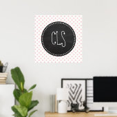 ベビーピンク水玉模様;黒板 ポスター (ホームオフィス)