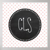 ベビーピンク水玉模様;黒板 ポスター (正面)