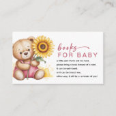 ベビーピンク熊ひまわり赤ちゃんシャワー用の本 エンクロージャーカード (正面)