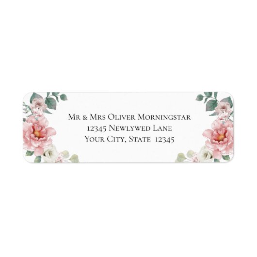 ベビーピンク牡丹結婚の花 ラベル (正面)