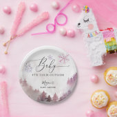 ベビーピンク色の雪片シャワー外は寒い ペーパープレート (パーティー)