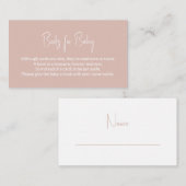 ベビーピンク赤ちゃんシャワー予約リクエスト用ブックス エンクロージャーカード (正面/裏面)