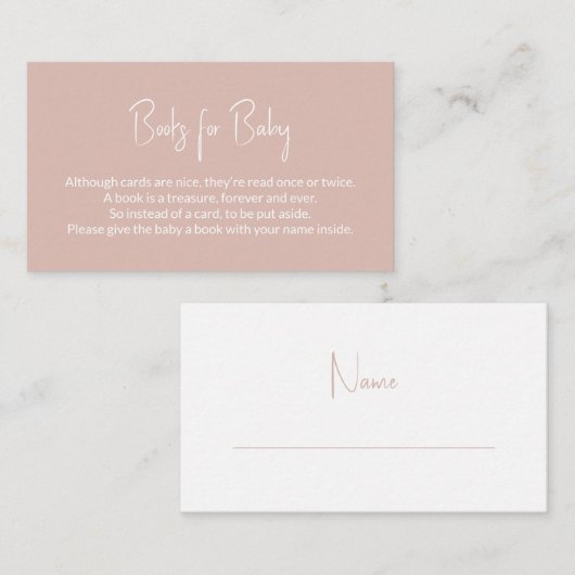 ベビーピンク赤ちゃんシャワー予約リクエスト用ブックス エンクロージャーカード (正面/裏面)
