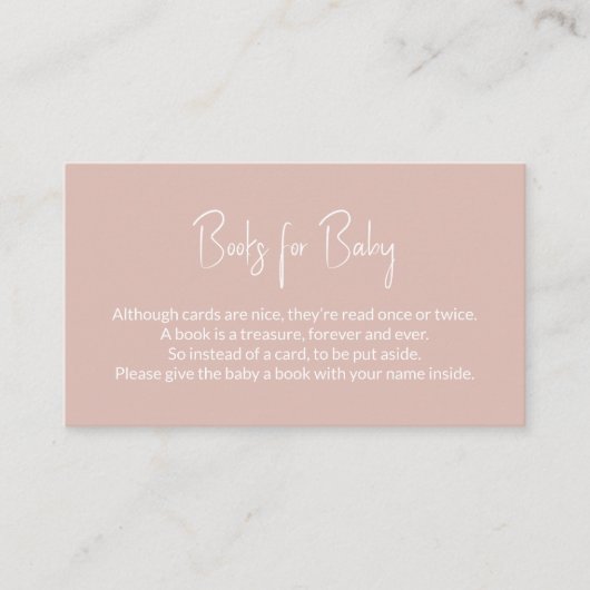 ベビーピンク赤ちゃんシャワー予約リクエスト用ブックス エンクロージャーカード (正面)