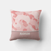 ベビーピンク迷彩柄パーソナライズされた; クッション (裏面)