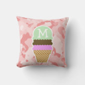 ベビーピンク迷彩柄;アイスクリームコーン クッション (正面)