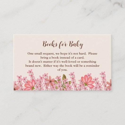 ベビーピンク野花フローラ用の本かわいらし エンクロージャーカード (正面)