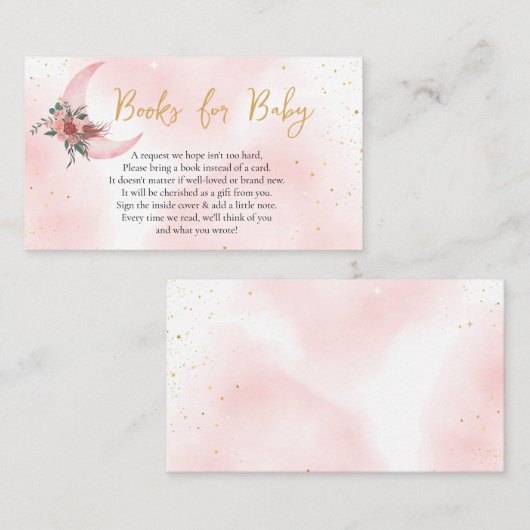 ベビーピンク金ゴールドの本は月の向こうだ エンクロージャーカード (正面/裏面)