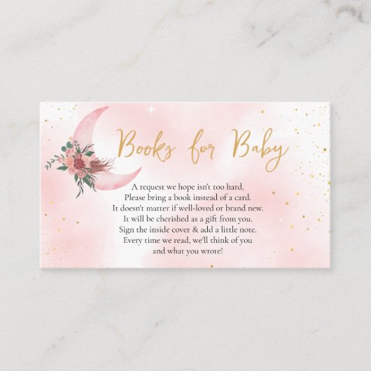 ベビーピンク金ゴールドの本は月の向こうだ エンクロージャーカード (正面)