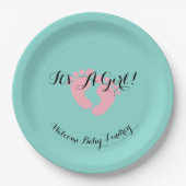 ベビーピンク&ブルージェンダーリビールシャワーパーティー ペーパープレート (正面)