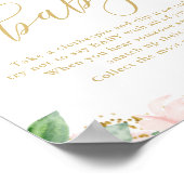 ベビーピンク&金ゴールドフローラ赤ちゃんシャワーゲームと言わない ポスター (角)