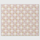 ベビーピンク&金ゴールド紙吹雪 – ベビーガール ラッピングペーパー (フラット)