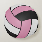 ベビーピンク、黒と白のバレーボール | DIY名 ラウンドクッション (裏面)