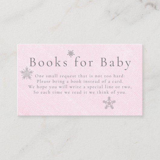 ベビーピンクRhinestone女の子の赤ちゃんシャワーのための本 エンクロージャーカード (正面)