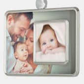 ベビーファミリ初めてのクリスマス写真のパーソナライズ シルバープレートフレームオーナメント (左)