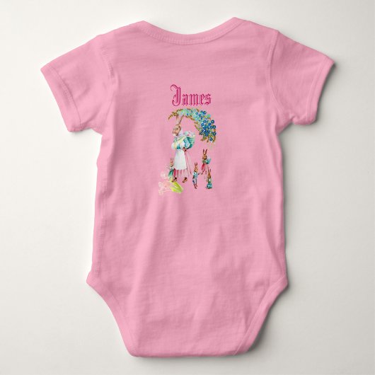 ベビーファンキーモマイースターバニーフローラモノグラムカスタム ベビーボディスーツ (裏面)