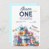 ベビーファン ファーストバースデー 招待状 (正面/裏面)