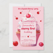 ベビーファーストさくらんぼ&カップケーキバースデーパーティー 招待状 (正面)