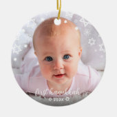 ベビーファーストハヌカー星スノーフレーク祖父母 セラミックオーナメント (正面)