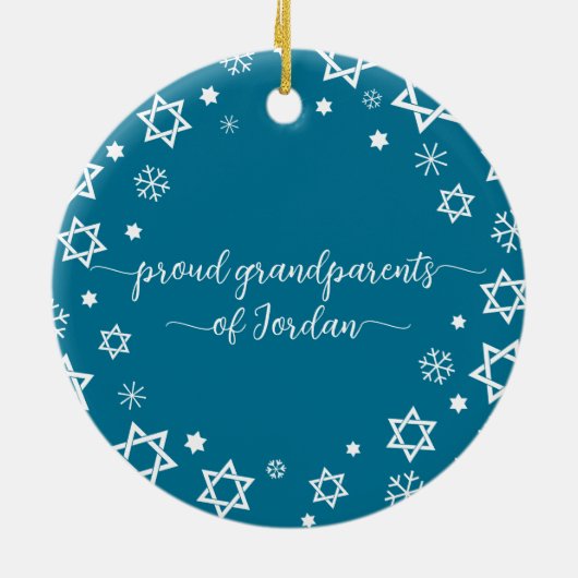 ベビーファーストハヌカー星スノーフレーク祖父母 セラミックオーナメント (裏面)